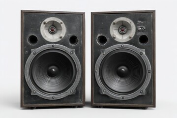 Fototapeta premium Vintage Stage Speakers. Powerful Audio Equipment Isolated on White Background