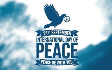 Fototapeta premium International day of peace dove with peace symbol and inspirational message