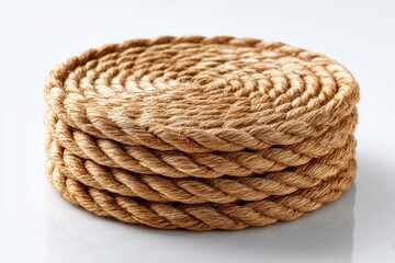 Obraz premium Stacked circular rope coasters.