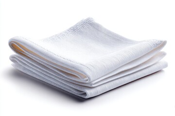 Folded white cloth napkin against a white background.