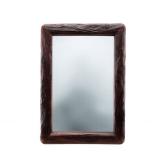 A vintage wooden framed mirror with a foggy reflection, perfect for home decoration or interior design concepts.
