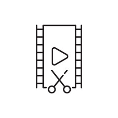 Video Editor icon, Media Symbol Outline icon Transparent background