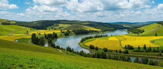 Magnificent Rural Landscape Flourishing with Life and Bounty