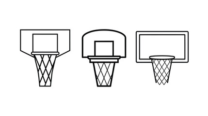A set of basketball hoop line art vector illustration