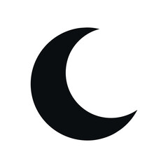 Silhouette of crescent moon in simple curve design with clean white background