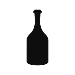 Silhouette of glass bottle with cork top on white background vintage container icon
