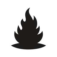 Silhouette of small campfire with flame on white background camping themed icon
