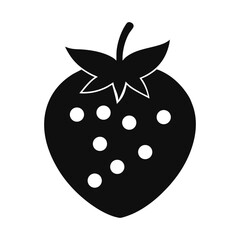Silhouette of strawberry with seeds placed on white background fruit symbol design