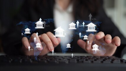 Online banking and digital banking innovation combining finance and technology, optimizing online...