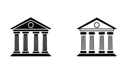 Two Simple Black and White Bank or Government Building Icons
