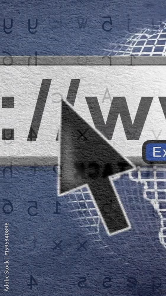 Aufkleber Clicking cursor over http: or www text animation with globe and binary code background