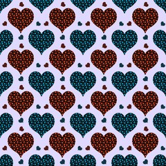 Seamless Polka Dot Heart Pattern – Cute Valentine's Day Design on Lilac Background