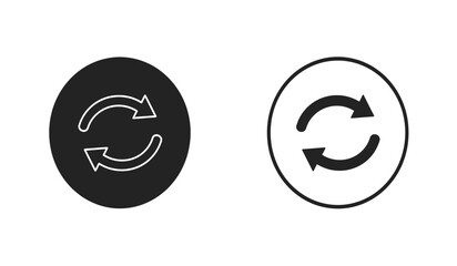 Two Circular Arrow Icons in Black and White for Refresh or Reload