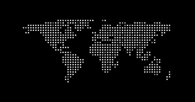 modern dotted world map, Digital globe featuring a network of interconnected dots and binary code, representing a global communication and business concept