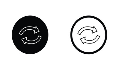 Black and White Circular Arrows Icons for Refresh or Exchange