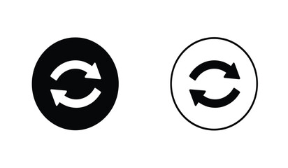 Black and White Refresh Icons in Circular Shapes on White Background