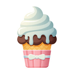 Cup of ice-cream, for sweets and desserts meals in fast food and takeout menu, Vector illustration 
