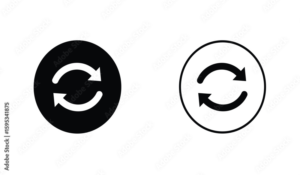 Poster circular arrow icons black and white refresh reload update