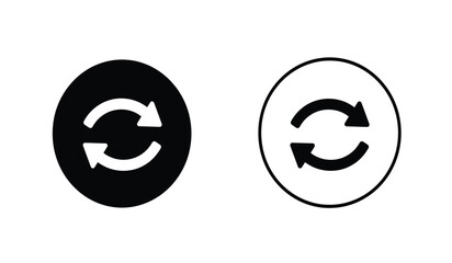 Black and White Refresh Icons with Circular Arrows on a White Background
