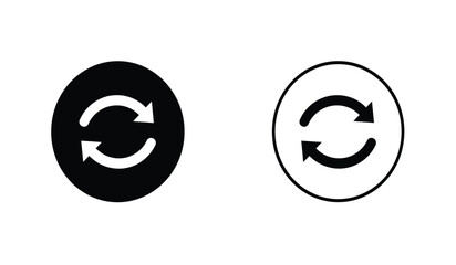 Circular Arrow Icons Black and White Refresh Reload Update