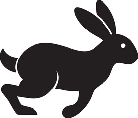 vector illustration of a black running rabbit