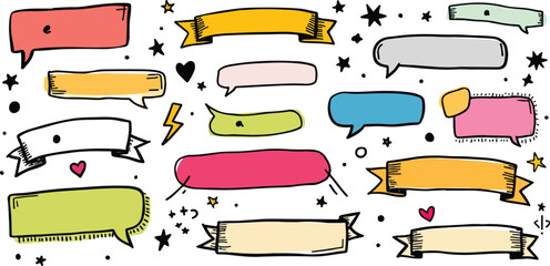 Fototapeta premium Hand drawn speech bubbles and banners