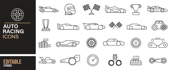 Motorsport and Racing Car Icons for Use in Automotive Design and Projects