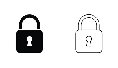 Simple Padlock Icons Black and Outline Versions