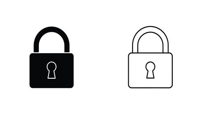 Padlock Icons Black and Outline Security Symbols