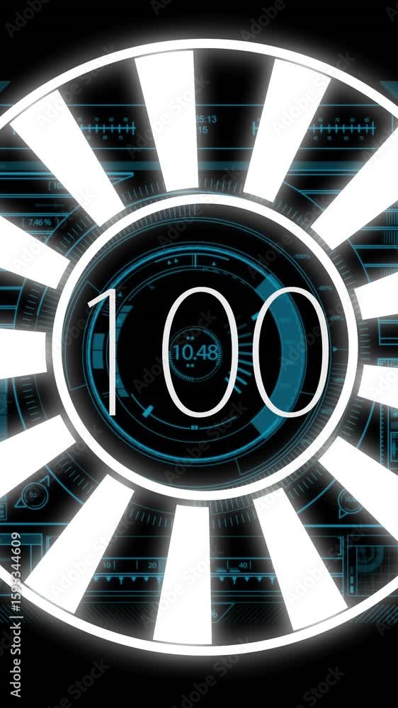 Poster loading progress bar animation over futuristic digital interface with data charts