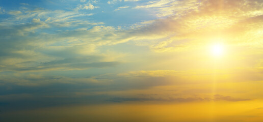 Beautiful sky background - Sunset (Sunrise) sky with light clouds.