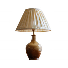 Elegant table lamp with a textured ceramic base and a pleated fabric shade, perfect for home decor and lighting solutions, complementing various interior styles.