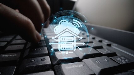 Cloud computing, cloud strategy, and cloud technology transforming digital infrastructure with...