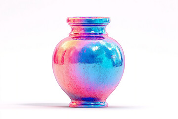 A photorealistic vase with vaporwave retro-inspired pink-blue neon gradient glitch surface