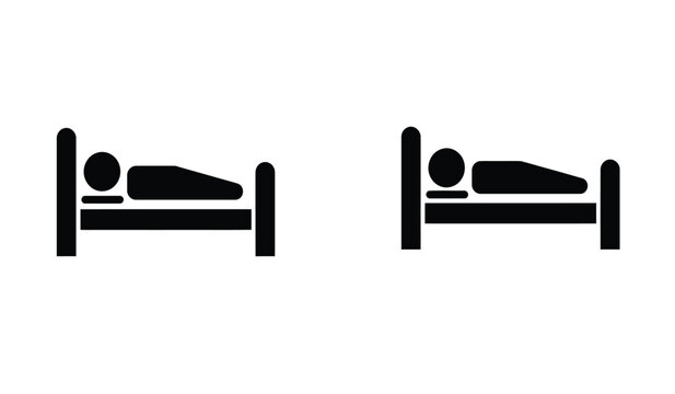 Simple Black Bed Icons Empty and Occupied