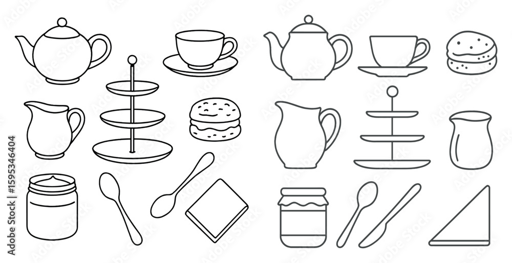 Poster set of white plates and cups with a tea set. the plates and cups are arranged in a way that suggests