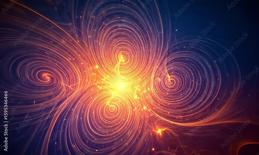 Aufkleber abstract digital animation of energy flow with bright center and swirling patterns