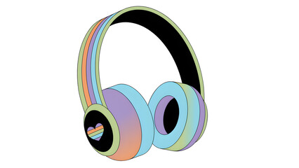 Pastel Rainbow Over-Ear Headphones – Cute and Trendy Headset for Kids and Teens