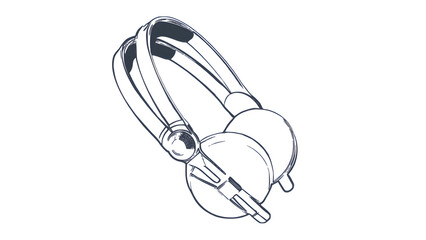 White Retro Headphones with Double Bands – Vintage Style Audio Gear Isolated Illustration