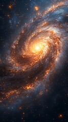 Fiery galaxy swirl cosmic star formation illustration