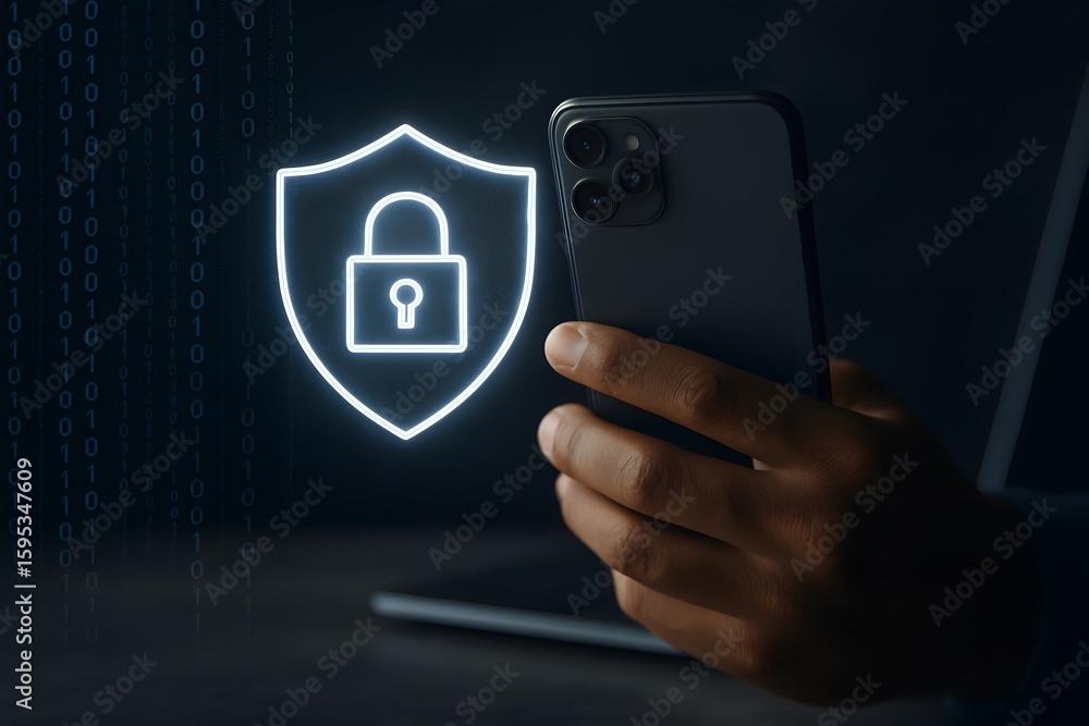 Fototapete cyber security concept. protect user privacy network and private data access with padlock icon.