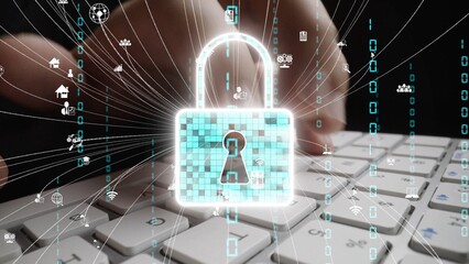 A digital security concept that illustrates a virtual lock over a keyboard background, emphasizing the protection of data and information in the digital age. Xenic