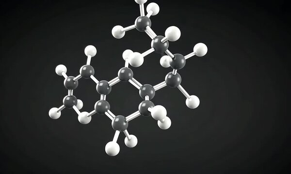 Abstract Molecular Structure Animation Against Dark Background in a Studio Setting
