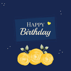 Happy Birthday Celebration with Yellow Roses