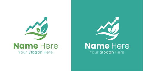 Fototapeta premium Modern Abstract Growth Arrow and Leaf Symbol for Business Identity Logo Design