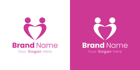 Abstract heart formed by two stylized people holding hands creating a unique logo design