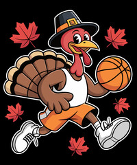 Turkey Playing Basketball Thanksgiving Basketball
