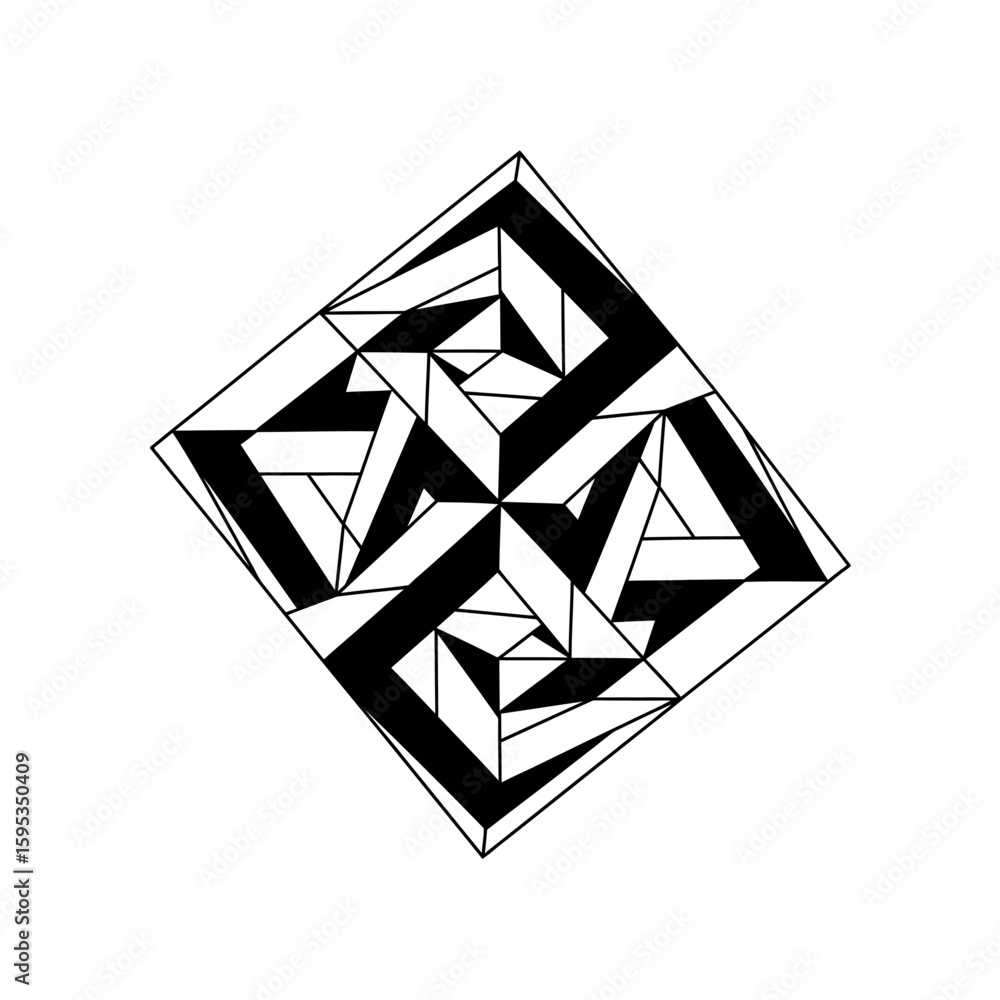 Poster abstract black and white geometric design with triangles and square shape
