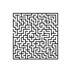 Complex square maze with black lines on a white background illustration