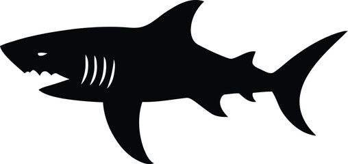 Obraz premium Silhouette of a Fierce Ocean Predator An ominous black silhouette of a shark showcasing its dangerous features prowls in the depths an iconic representation of power and danger